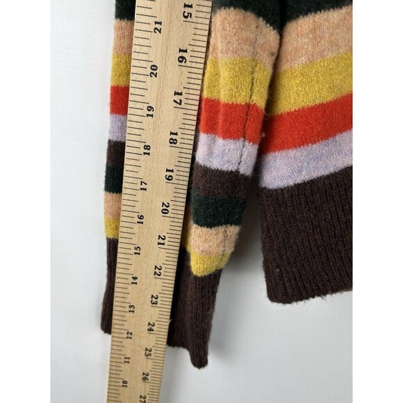 MADEWELL Womens Large Wrap Front pullover Sweater Stripe Multicolor Alpaca Wool - Picture 6 of 15